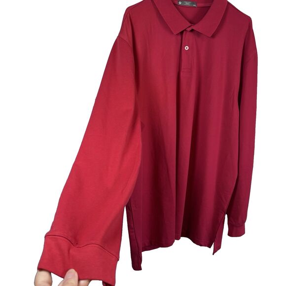 Member's Mark Men's Classic Fit Stretch Cotton Long Sleeve Pique Polo Red XXL - Picture 2 of 11